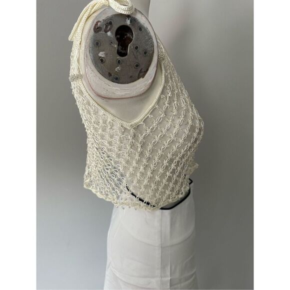 MY BEACHY SIDE Crochet Net Beaded Top in Snow White ONE SIZE - Picture 6 of 7